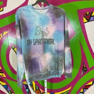 Fruit of the Loom, Tiger Spirit Animal Tie-dye Crewneck Sweatshirt. Size Small.